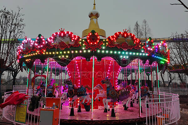 Colorful LED Lights Merry Go Round Kiddie Rides