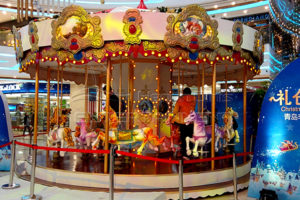 a carnival merry go round rotates
