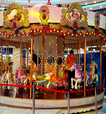 a carnival merry go round rotates