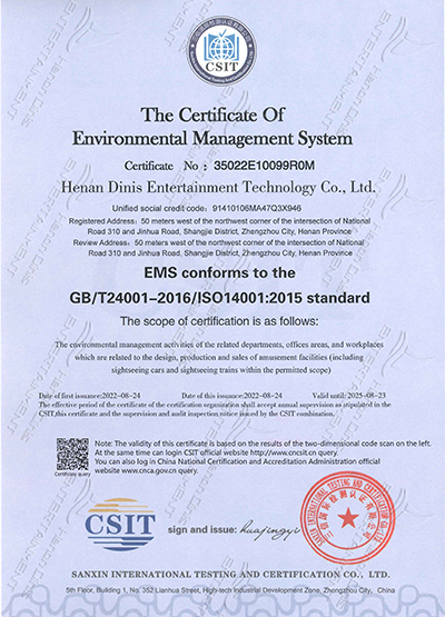 certificate of environmental management system