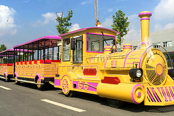 luxury trackless train amusement ride with 2 semi-closed cabins